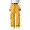 Hohe Taille Gerade Bein Lockerer Schnitt Lange Hosen für Damen Lässige Weite Hosen mit Mehreren Taschen Kordelzug Taille Design