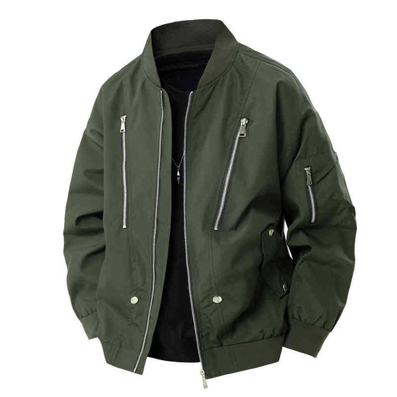 Men's Waterproof Jacket, Loose Fitting for Couples In Spring and Autumn, Solid Color Zipper Pocket, Workwear Waterproof Jacket