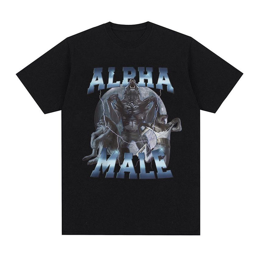 

Ограниченная серия Футболки с винтажным графическим изображением волка-альфы для мужчин, модная готическая одежда, футболка, смешная унисекс, 100% хлопок, футболка оверсайз 4XL