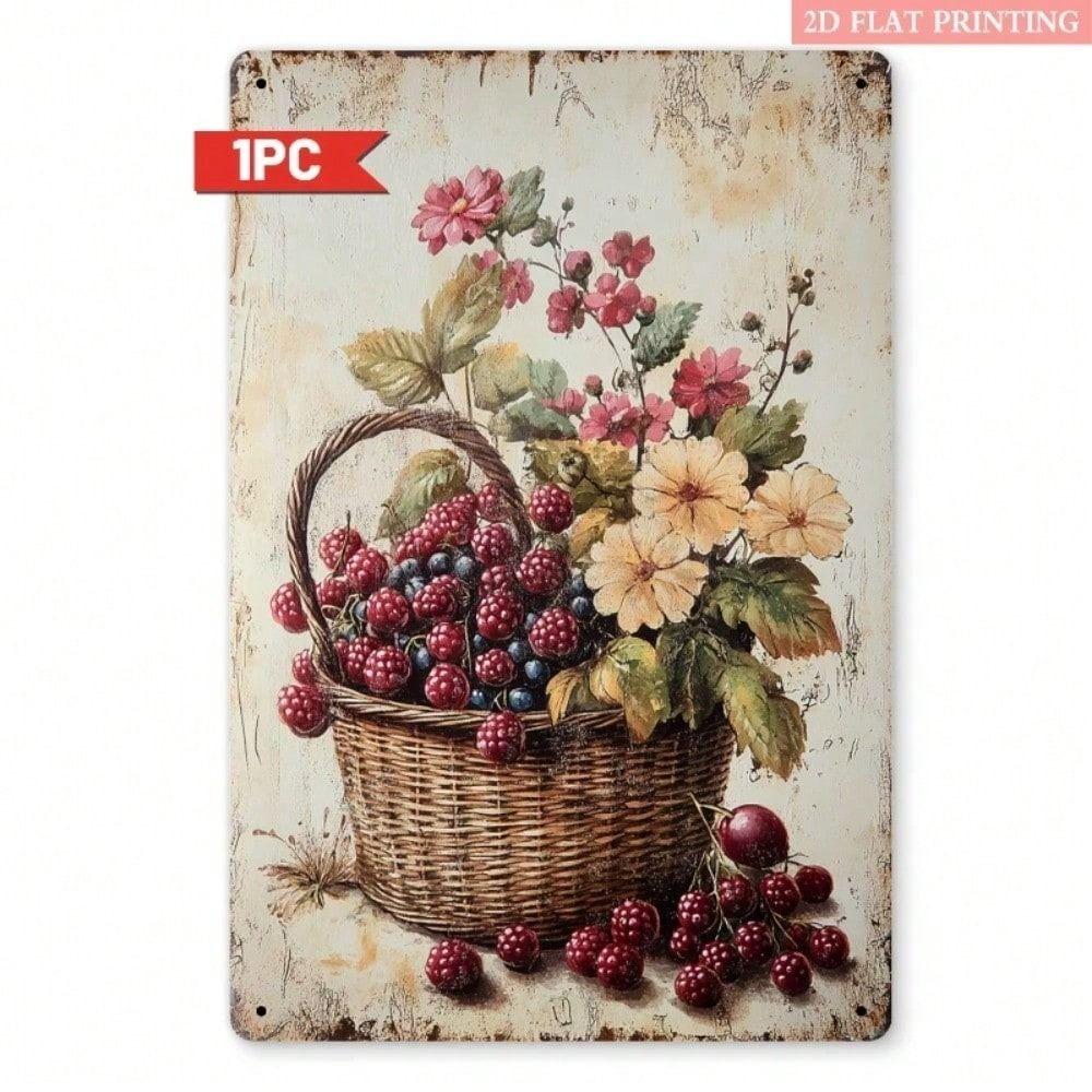 Vintage Metal Wall Art Flowers Fruits Kitchen Decor