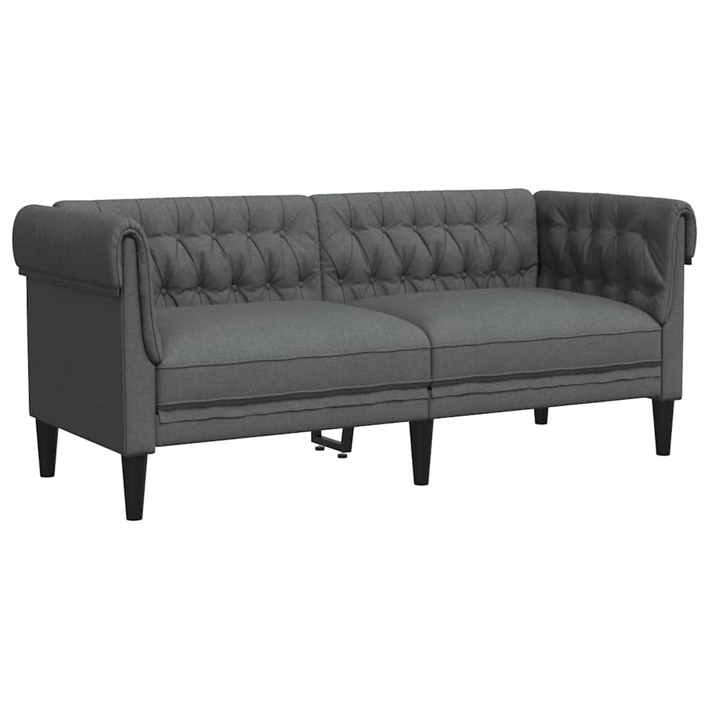 Vidaxl Sofa Chesterfield, Dwuosobowa, Ciemnoszara, Obita Tkaniną