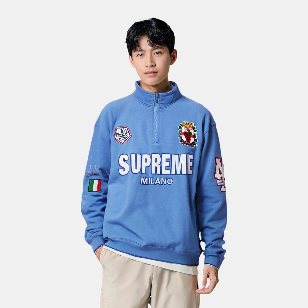 Supreme Milano Half Zip Pullover 'White Navy' Men's SUP-FW22-566