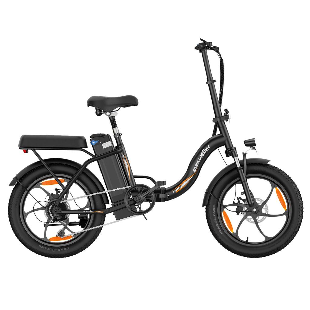 ZAZAWORK C16 City Folding Electric Bicycle 250W Motor 20 Inch Fat Tires 120Kg Load Outdoor Ride E-Bike With Tow Seat