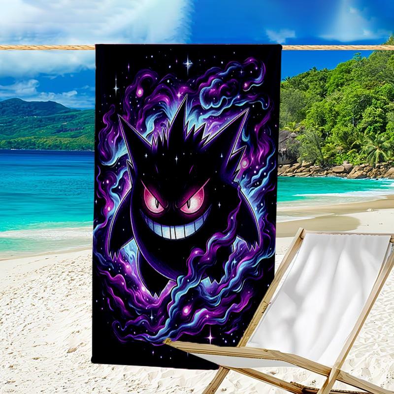 1pc Gengar1 Beach Towel, Beach and Seaside Swimming Pool Equipment, Fashion Pattern, Rectangular, Travel Essentials