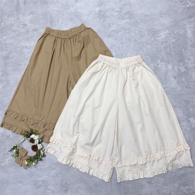 Japanese Fungus Trim Pants Summer Retro Elasticated Waistband Thin Breathable Women Casual Pants
