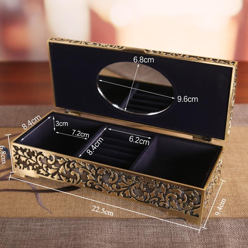 Retro Jewelry Storage Box Exquisite Necklace Display Case Rings Eardrop Organizer Boxes Room Desktop Jewellery Displays Cases