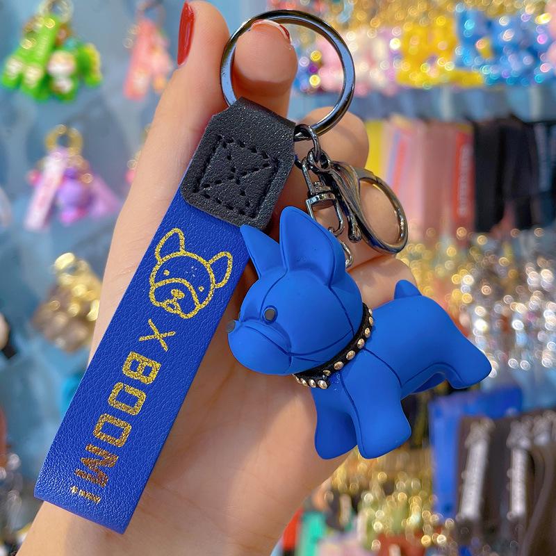 Chic French Bulldog Keychain Pendant for Women - Adorable Cartoon Bag Charm, Perfect Gift for Couples