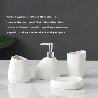 4-teiliges Set Keramik Badezimmerzubehör Zahnbürstenhalter Lotion Spender Flasche Spülbecher Seifenschale