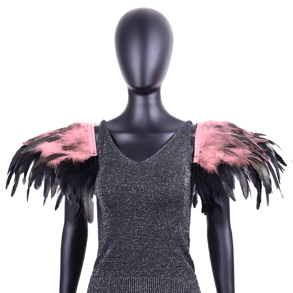 Gothic, Extra Large, Color Blocking, Feather Shoulder Patches, Performance Ball Shawl, Halloween Party Decoration, Role-playing Accessories
