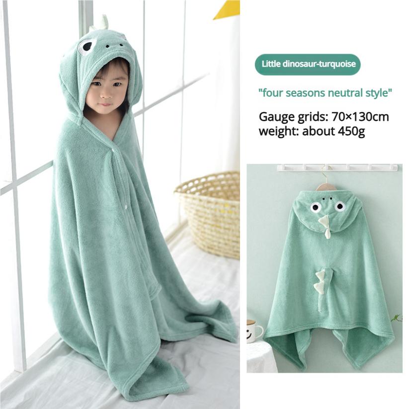 Coral Fleece Cartoon Children's Hooded Bath Towel Baby Shower Absorbent Cloak Baby Cute and Wearable Big Cloak