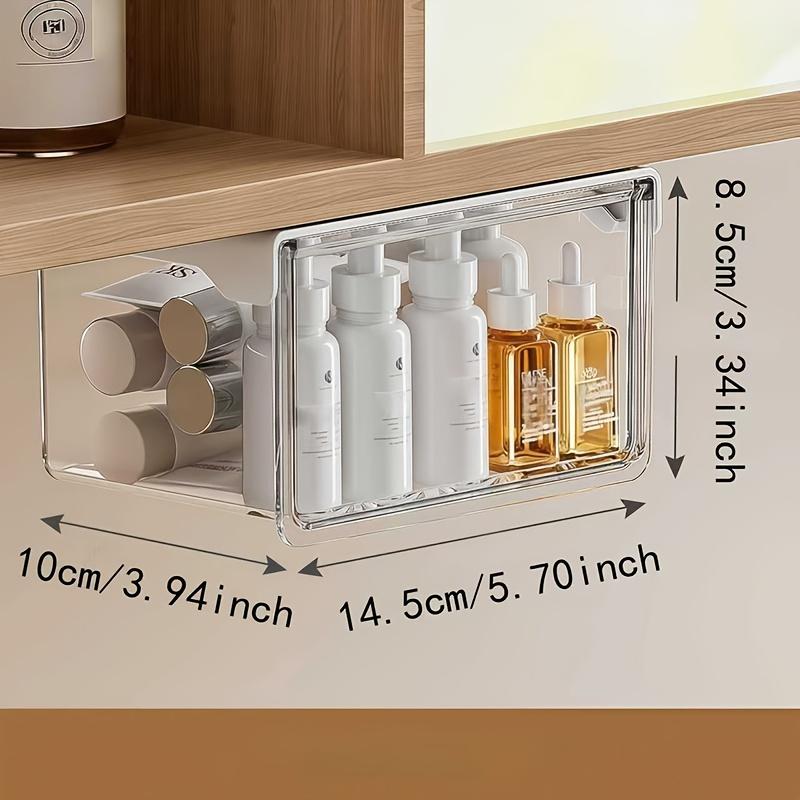 Transparent Drawer Storage Box Pull-Out Under Mirror Cabinet Oragnizer Case Bathroom Cotton Stick Makeup Holder