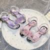 Girls Cartoon Sandals 2025 Summer New Children's Korean Version Bow Rhinestone Princess Shoes Breathable Beach Shoes