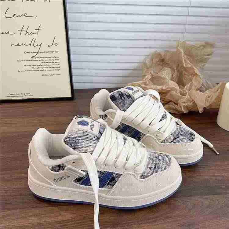 Board Shoes Women's Sneakers Platform Retro Denim Bread Shoes Tide