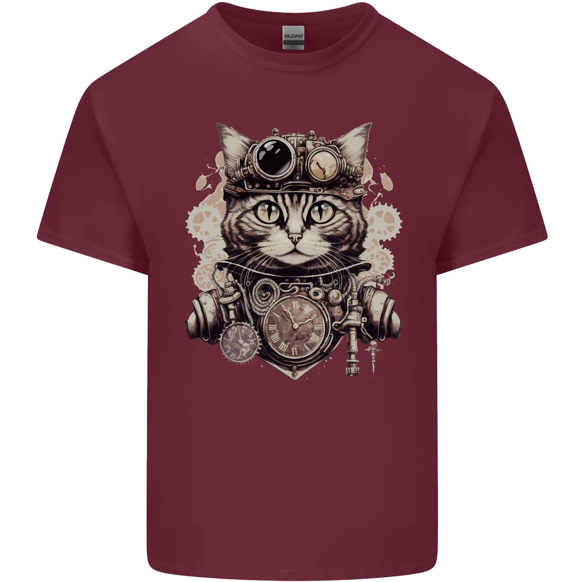 Steampunk Cat Unisexs Light Cotton TShirt S