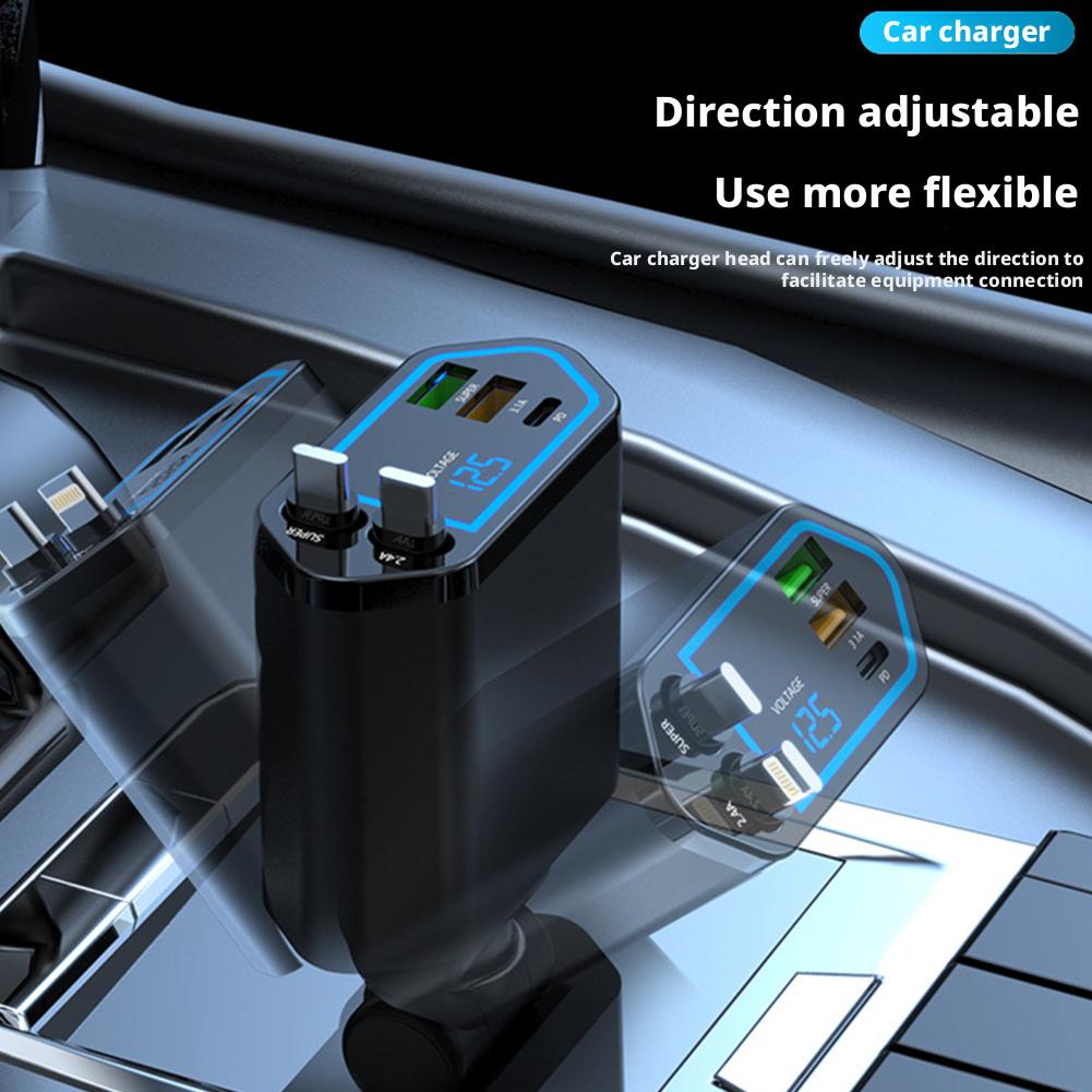 Multi-Port Car Charger With Voltage Display Adjustable Charging Multiple Fast Electrical Direction Car Accessory Device 5-O J1D3