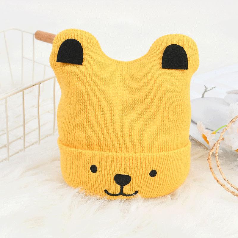 Autumn/Winter Infant Hood Cute Bear Model Baby Knitted Warm Hat (0272) Bear Model Black