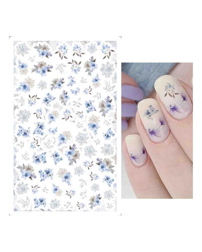 Autocollants 3D pour Nail Art, lignes ondulées abstraites colorées, décalcomanies à fleurs et feuilles florales, décoration d'ongles