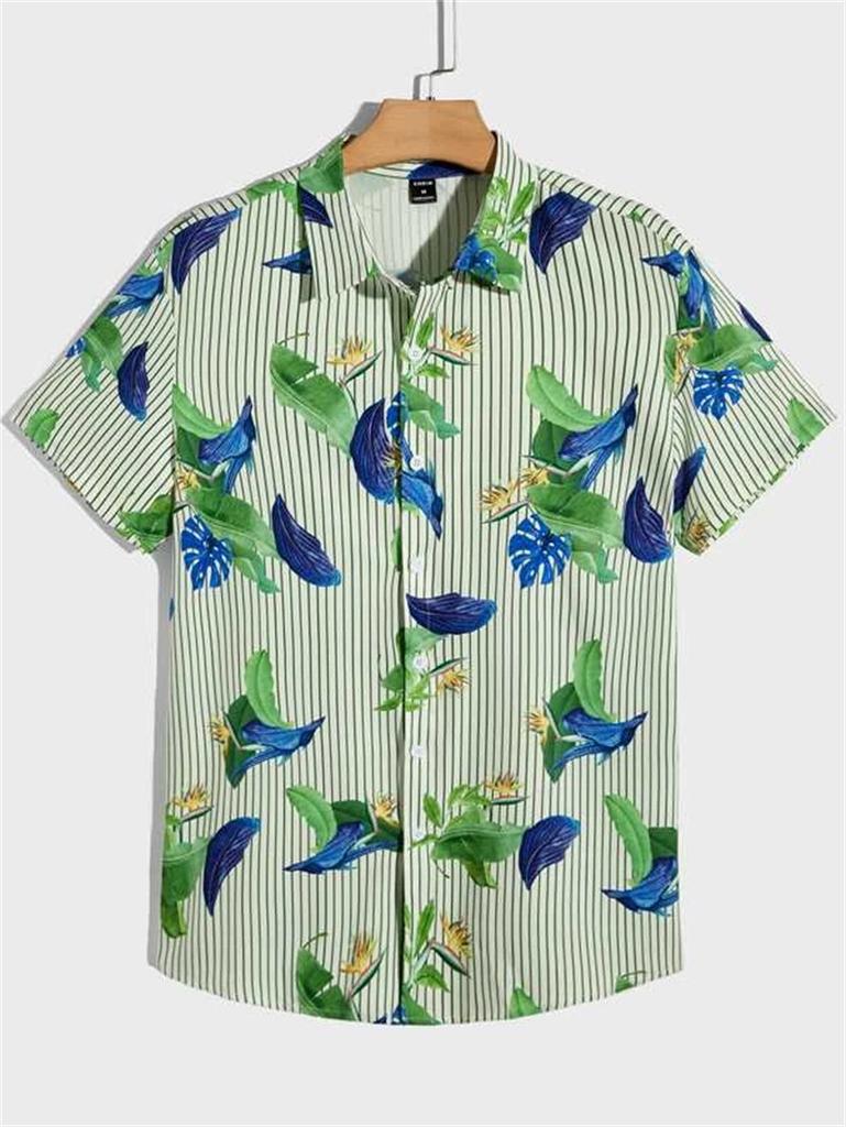 Havajské listy 3D tisk Košile Pánské Letní Vzor Oblečení Prodyšné Volné 5XL Plážový Top Outdoor Ležérní Krátký Rukáv