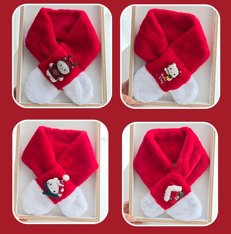 Kids' Red Knit Scarf: Winter Plush Neck Warmer