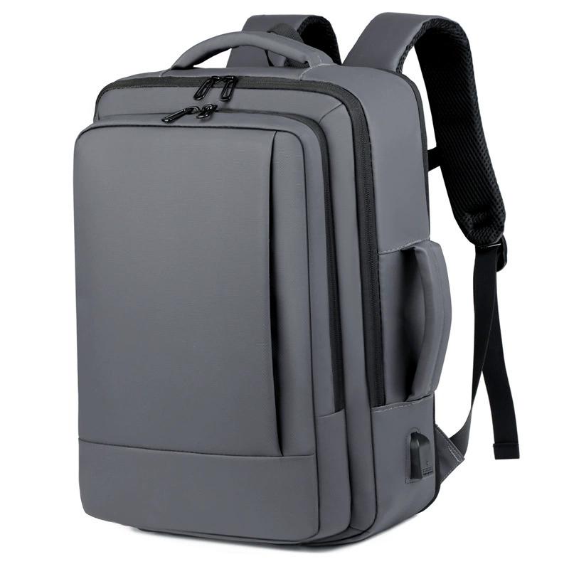 

Women Solid Color Backpack Large Capacity Multi-compartment Design USB Charging Port Casual Travel Commute Backpack сірий