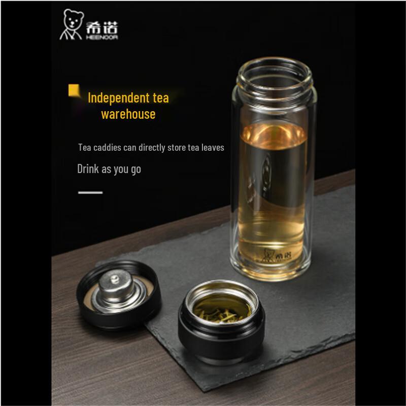HEENOOR Double-Layer Tea Infuser Glass Cup