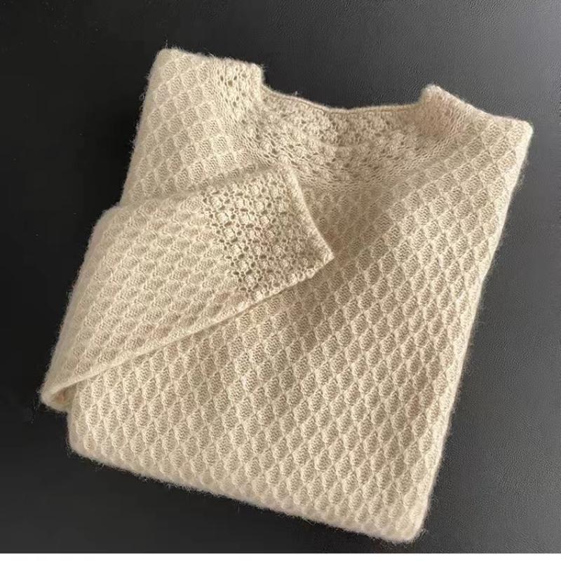 Pulover din lână cașmir pentru femei Pulover tridimensional cu gât rotund Pulover tricotat Top la modă de toamnă