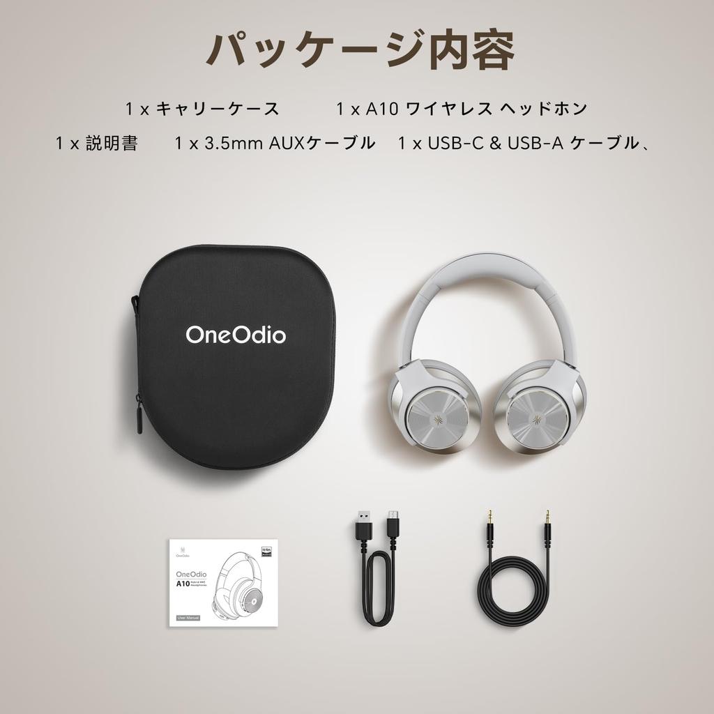 OneOdio A10 Wireless Active Noise Bluetooth Headphones with Up To 62 Hours of Ambient Sound Deep Audio Fast White Headphones, Cancelling, Over-Ear