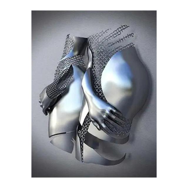 Metal Figure Statue Posters Print Modern Lovers Sculpture Canvas Painting Wall Art Wall Pictures for Room Home Decoration No Frame