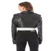 Noora Women's Black 100% Genuine Lambskin Leather Cropped Jacket, Real Lambskin Leather Crop Jacket For Her, Ladies Crop Moto Jacket, Gift For Her