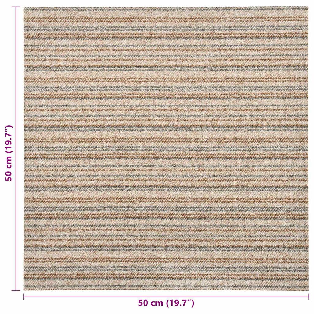Carpet Tiles 20 pcs Striped Beige 50 x 50 cm 100percent Polypropylene