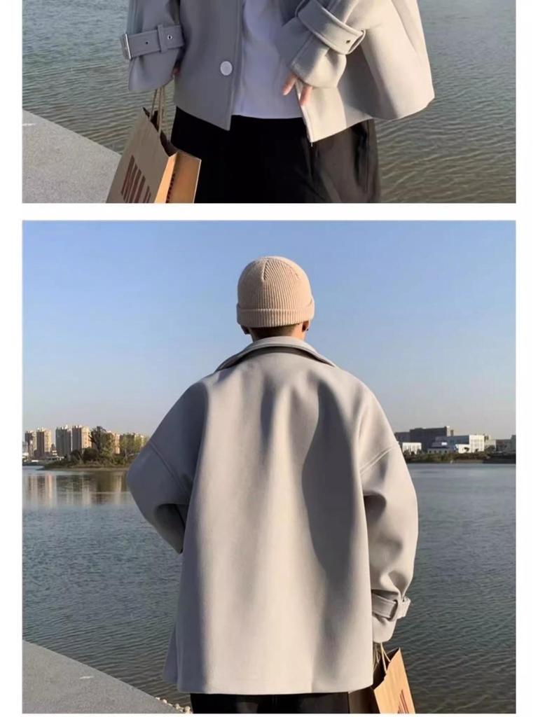Cleanfit Korean Woolen Coat: Versatile Design, Men's Trendy British Style, Autumn/Winter Double Layer Warm Executive Jacket