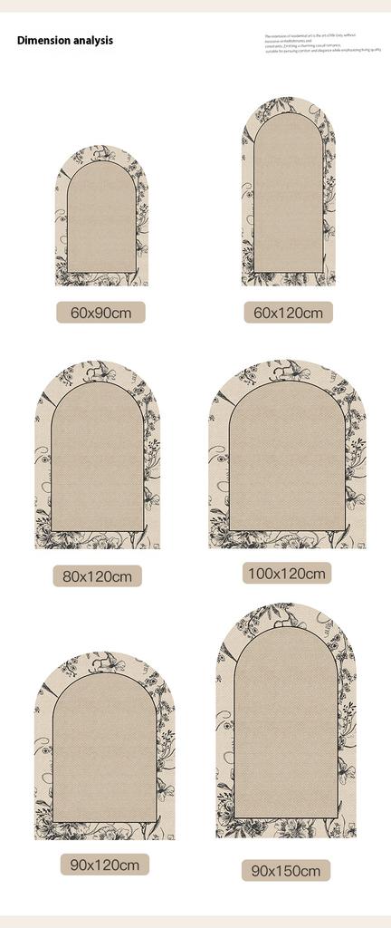 VIKAMA Luxury-Inspired Arched Computer Chair Mat, Bedroom Vanity Table Rug, Silent Gaming Chair Foot Pad, Home Decoration