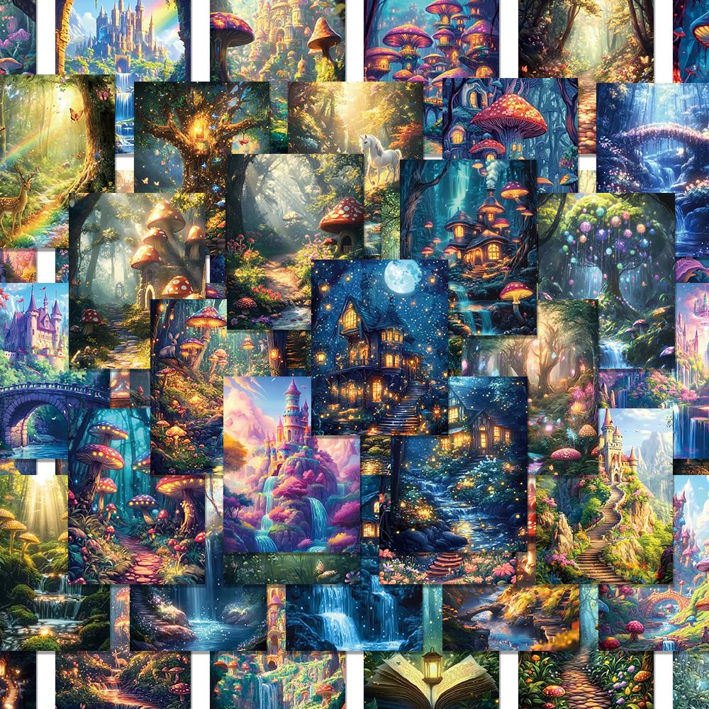 

64pcs, Enchanted Forest Creative Stickers, Stamp Stickers, DIY Scrapbooking, Books, Laptop, Mobile Phone, Holiday Gift or Reward