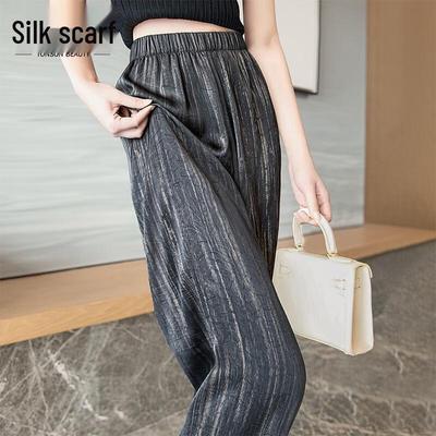 Pantalon décontracté pour femme à taille haute et jambes larges