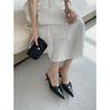 Women's Shoes Temperament Bow Bag Head Stiletto High Heels Pointed Cold Slippers Light Mouth Simple Half Slippers