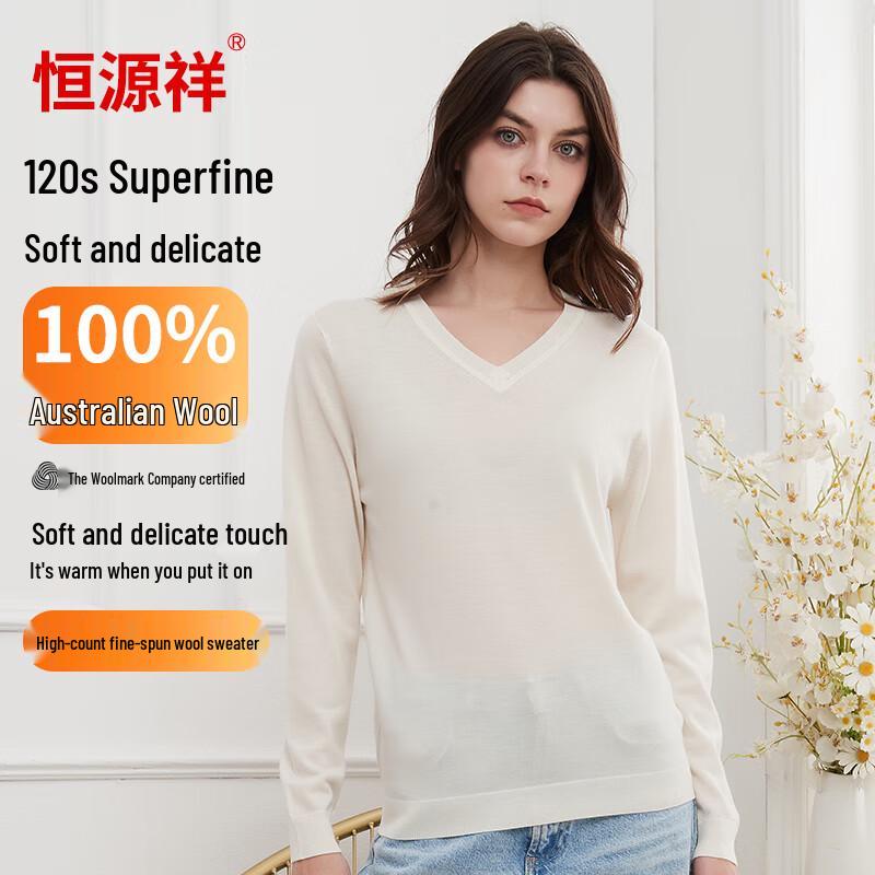 Hengyuanxiang Women's 100% Wool Thin Knit Pullover