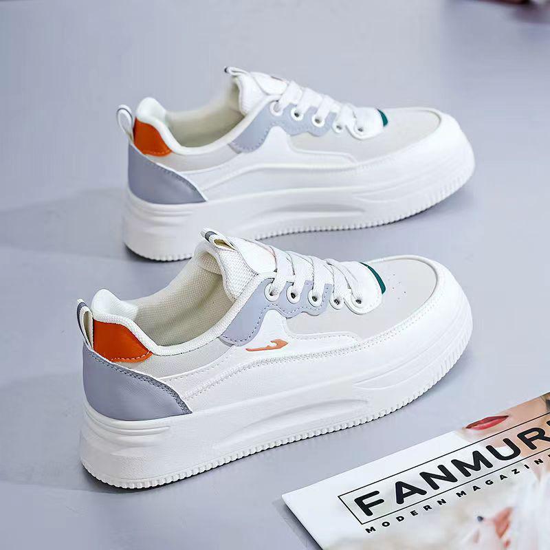 New Spring and Autumn Board Shoes Women's Thick-soled Versatile Korean Version Ins Trendy Non-slip and Lightweight Student Little White Shoes Women