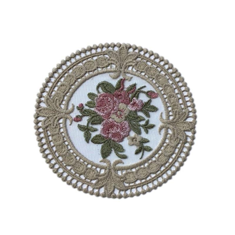 

Французское кружево чашка подушка вышитая круглая реквизит для съемки настольное украшение полая вязка чайный сервиз аксессуары изоляционные коврики песок