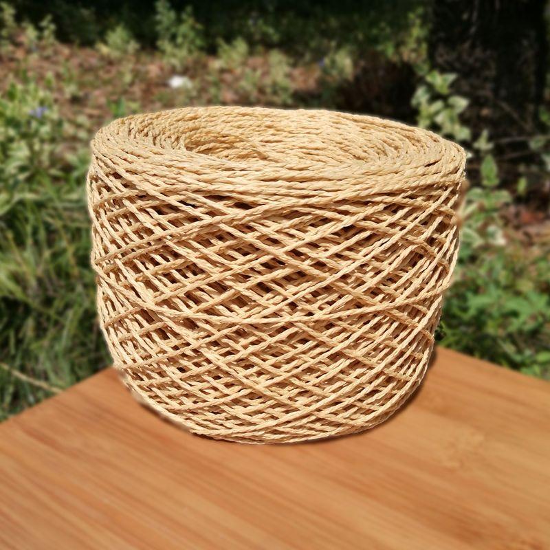 150g Natural Cotton Raffia Yarn for Hand Crochet Knitting Summer Hats Bags Diy Straw Sandals Fluffy Paper Grass Thread Beige