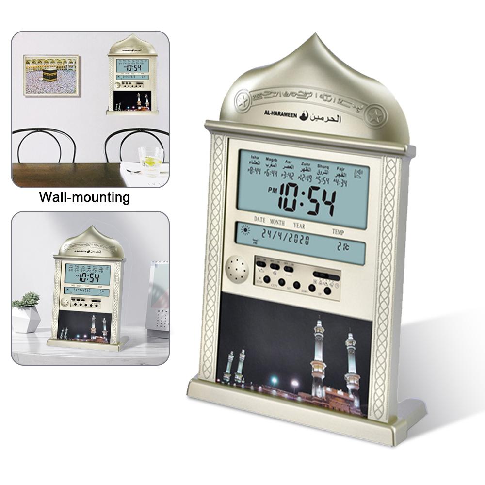 Muslim Prayer Wall Clock Calendar Alarm Clock Azan Calendar Ramadan Prayer Reminder Alarm Clock Islamic Mosque Gifts Decoration