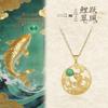 Gold Chinese Fish Dragon Gate Chalcedony Agate Necklace - Unisex Light Luxury Collarbone Chain