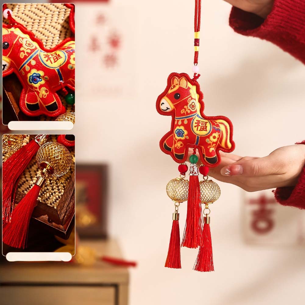 Traditional Spring Festival Pendant 2026 Year of the Horse Lucky for Pony Hanging Fabric Decoration for Home Door and Window