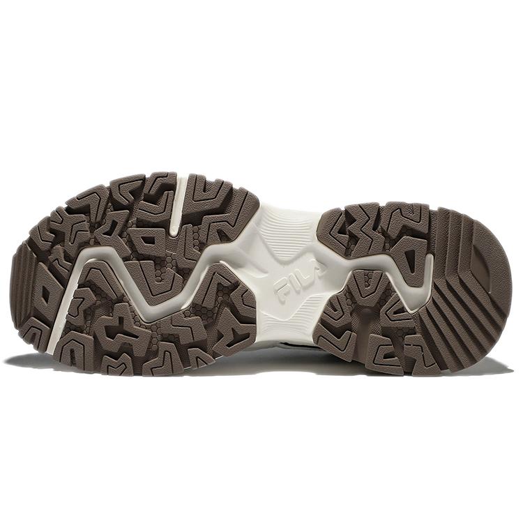 Fila Mesh, Leather Low Top Casual Running Shoes Unisex White And Black Coffee Korean Style 1JM01679D_021