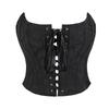 Strapless Floral Jacquard Corset Top, Front Lace Up Boned Waist Trainer Bustier For Outerwear Layering