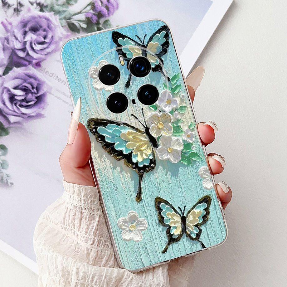 For Honor Magic 7 Pro Phone Case Magic7 Magic 6 Lite 5 Lite Back Cover Girly Fashion Flower Butterfly Paintong Soft TPU Bumper