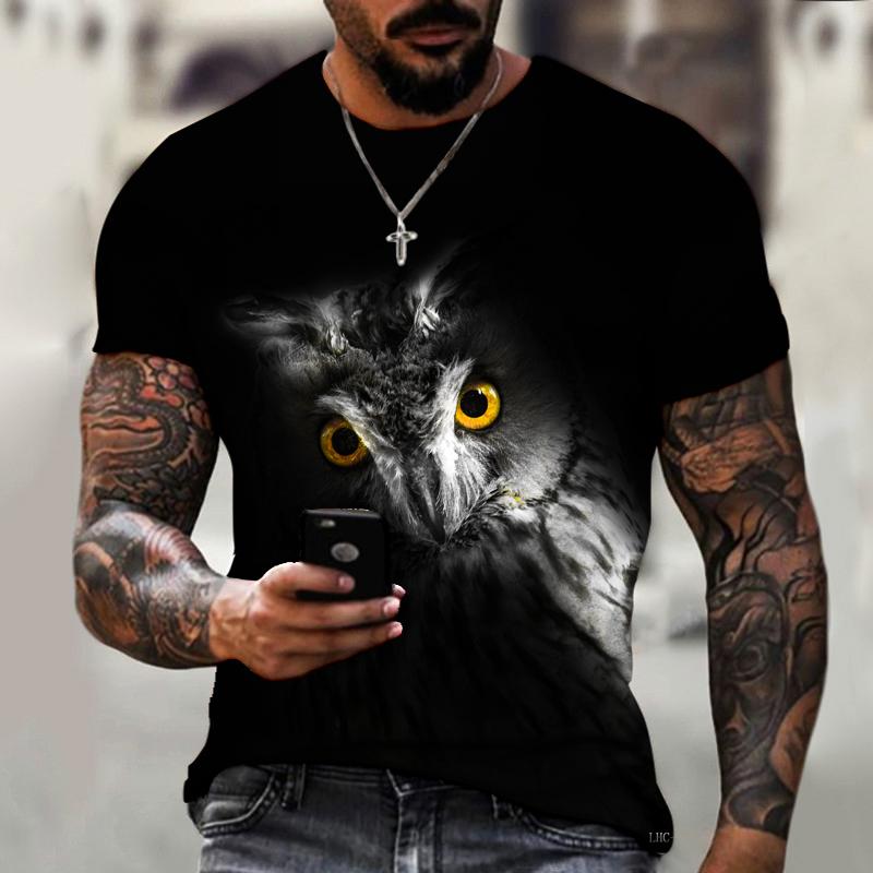 Brand Men's Shirt Exclusive Design Animal World Owl Summer Bird Eagle Crewneck T-shirt 3D HD Print Loose Clothing Tshirt