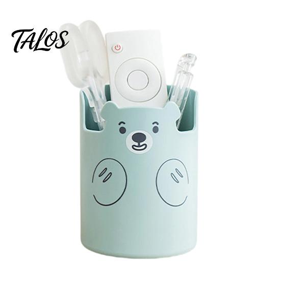 Cute Bear 2-in-1 Pen Holder & Phone Stand, Macaron Colors Desk Organizer, Large Capacity Storage for Pens Makeup Brushes Scissors Stationery, Gift