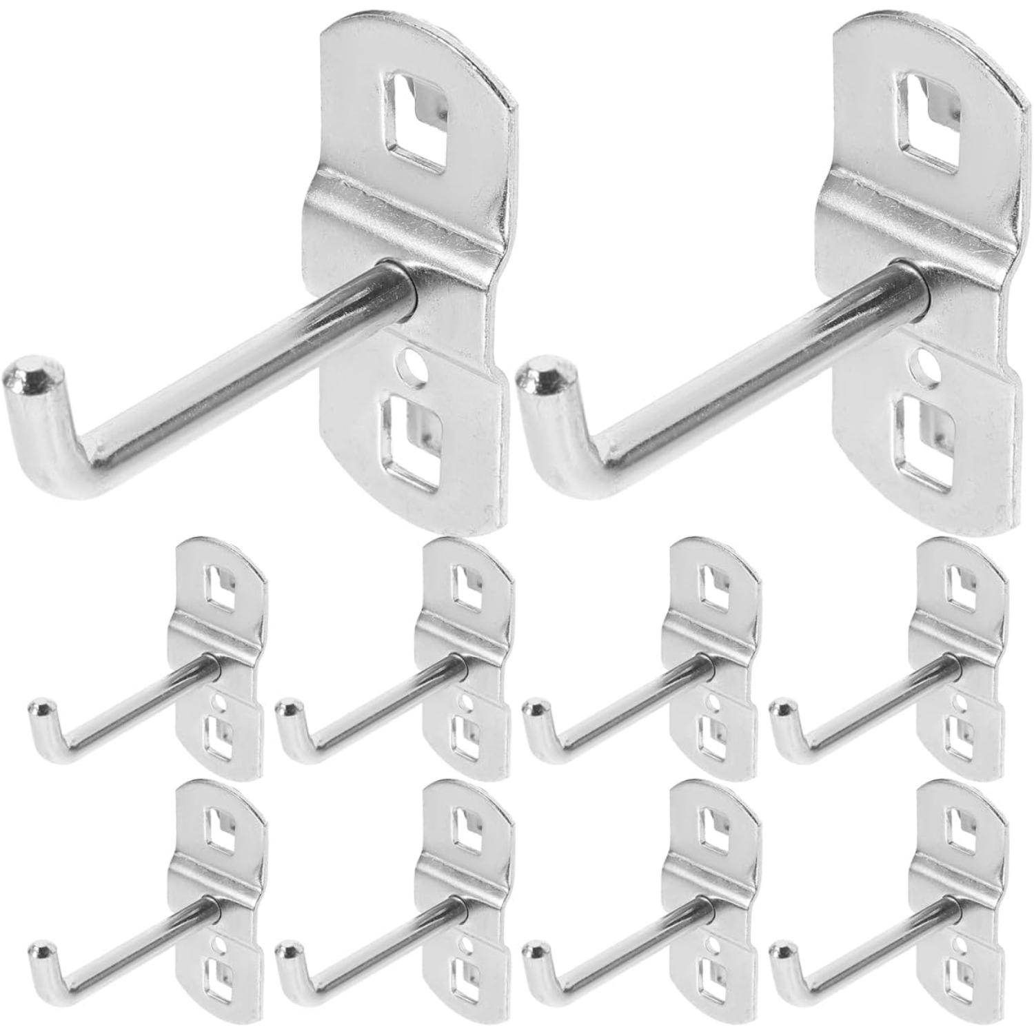 

Veemoon Shelf Square Holes Pegboard Hooks, 12pcs Iron Pegboard Mount Hanger Heavy Duty Supermarket Shelf Rack Hook Wall Metal Peg Board Grid Tool 12-Pack срібний
