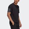 Adidas Logo Print Solid Color Striped Casual Short Sleeve T-Shirt Men Tops Black HD4323