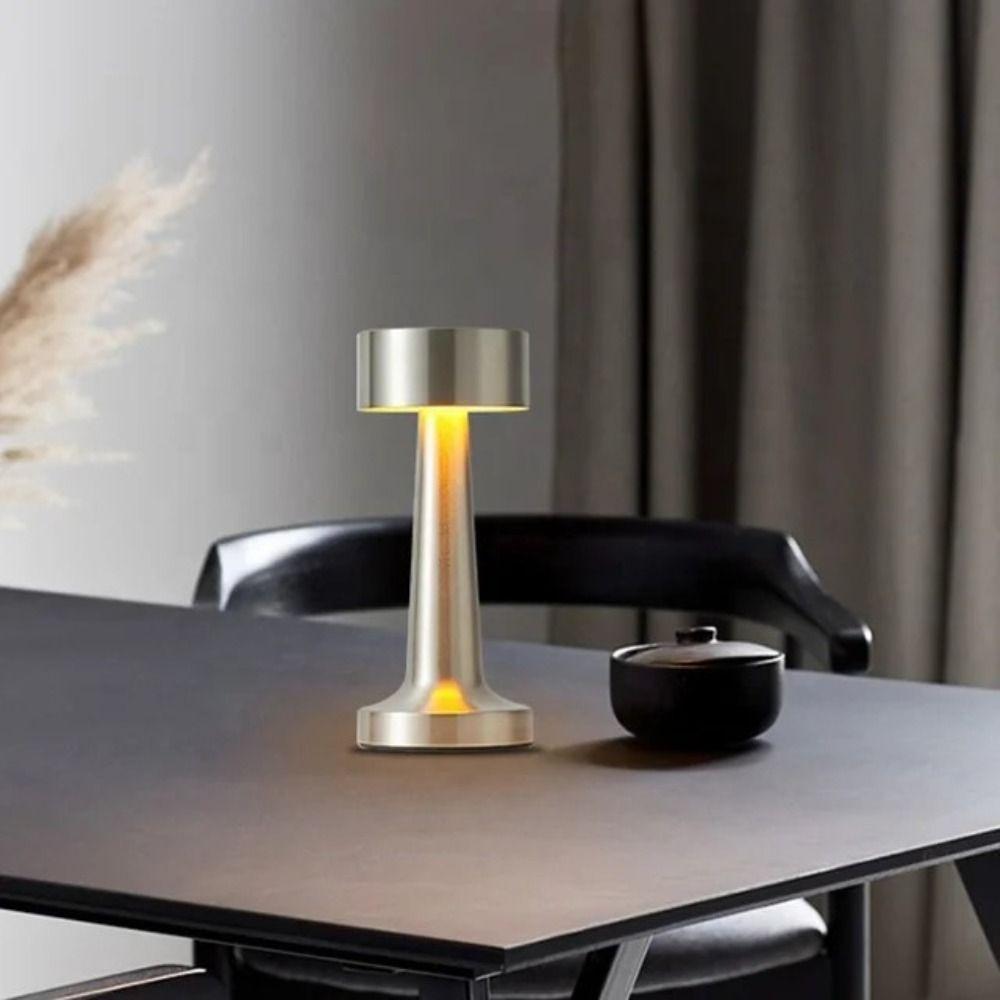 3 Color Changing LED Table Lamp USB Charging Metal Construction Retro Bar Lamp Modern Minimalist Bronze Colored